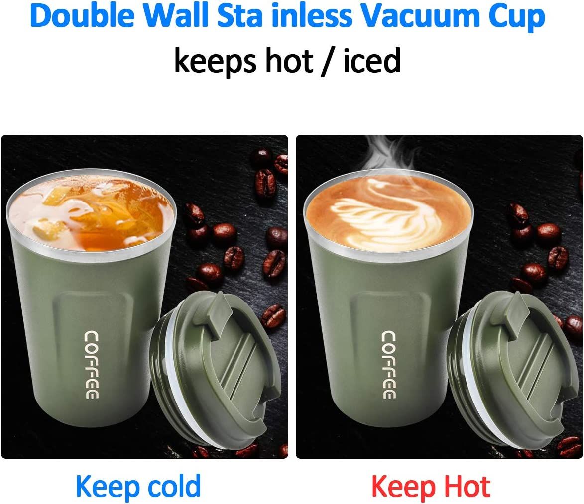 12 oz Stainless Steel Vacuum Insulated Tumbler - Coffee Travel Mug Spill Proof with Lid - Thermos Cup for Keep Hot/Ice Coffee; Tea and Beer