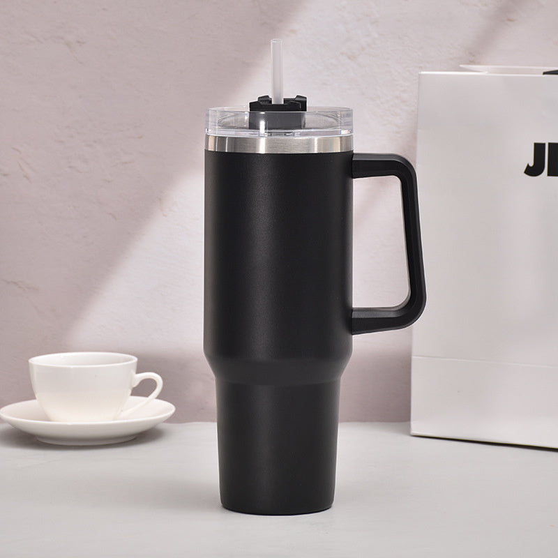40oz Handle Car Cup with pipette stainless Steel insulated Cold beer cup portable ice cup with handle; Insulated Reusable Leakproof Stainless Steel Water Bottle Travel Mug Iced Coffee Cup