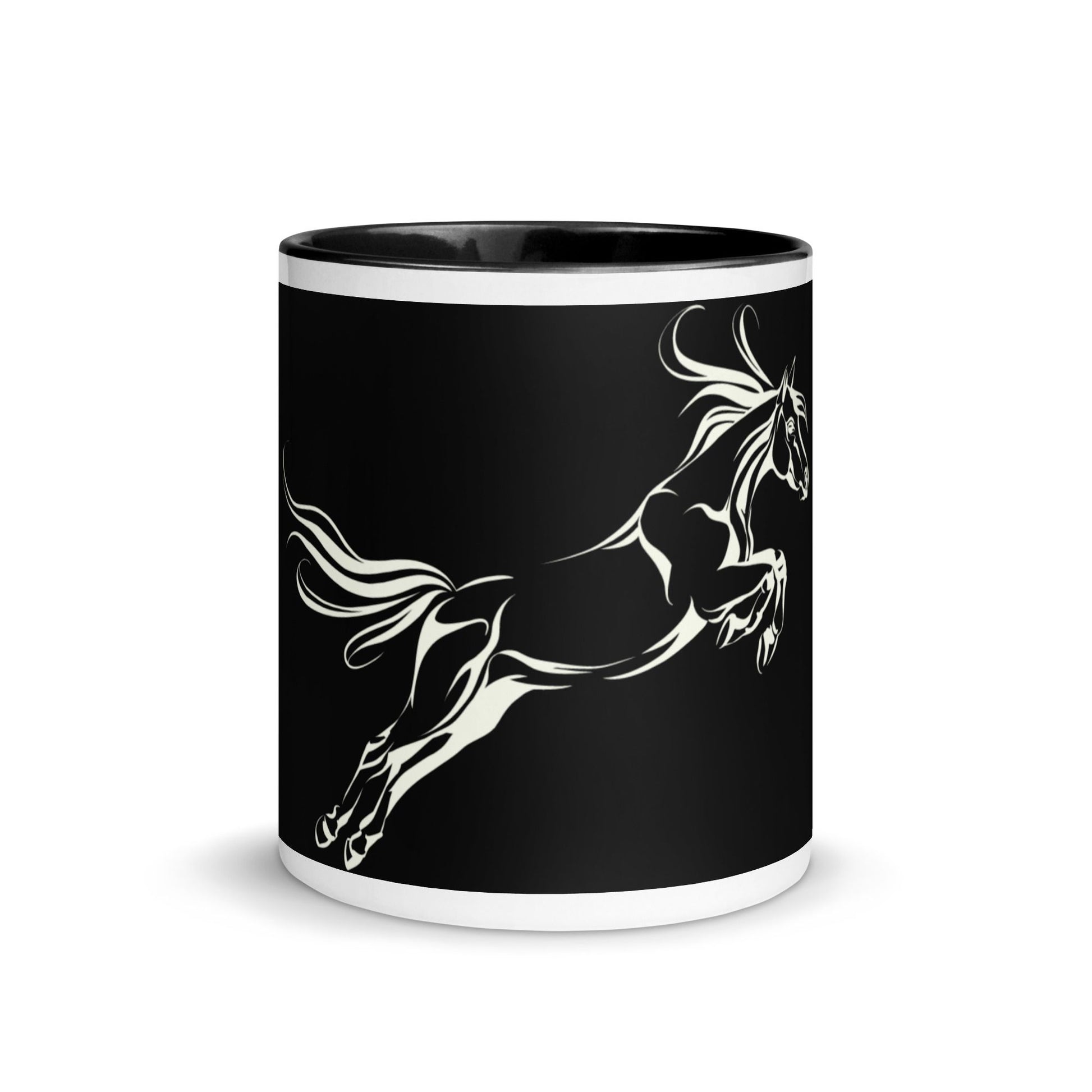 Galloping Grace Coffee Mugs Black & White Horse Art Mug Design By HadiArts
